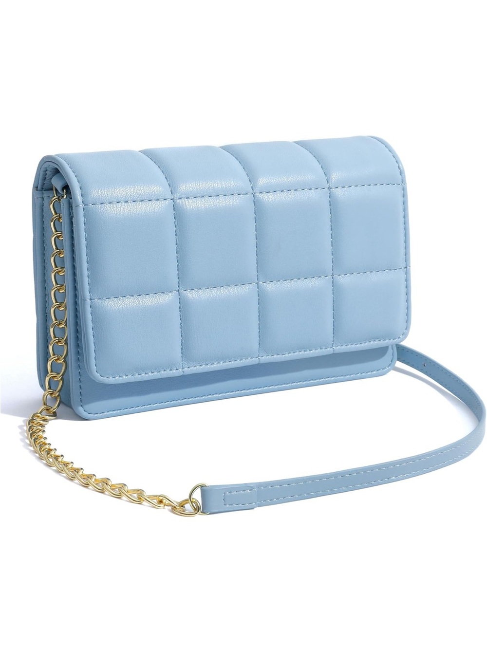 Light Blue Quilted Crossbody Shoulder Bag - Women